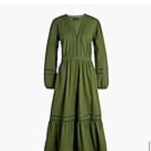 J Crew Factory 	
EYELET-TRIM MIDI DRESS IN COTTON POPLIN